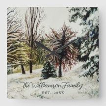 Custom Name Est. Year Watercolor Winter Nature