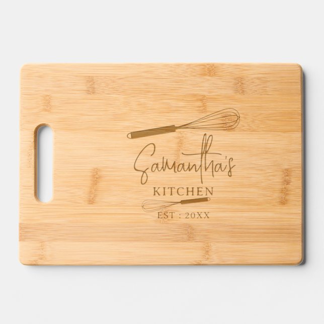 Custom Name Etched Wood Farmhouse Kitchen  Engraved Cutting Board (Front)