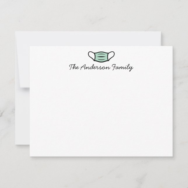 Custom Name Face Mask Script Medical Nurse Doctor Note Card (Front)