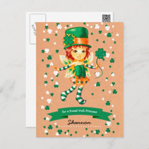 Custom Name Fairy Irish Girl St Patricks Day  Postcard