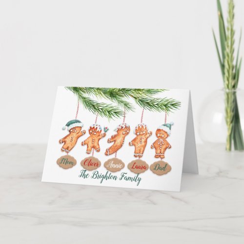 Custom name family Christmas art Gingerbread  Card