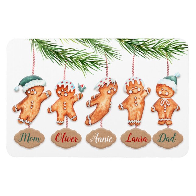 Custom name family Christmas art Gingerbread Magnet (Horizontal)