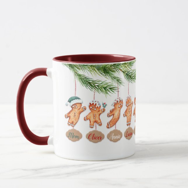 Custom name family Christmas art Gingerbread Mug (Left)