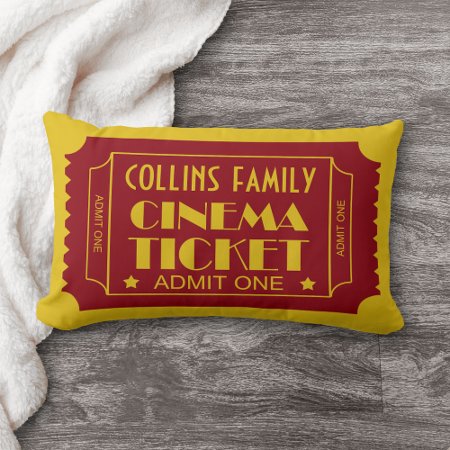 Custom Name Family Cinema Ticket Lumbar Pillow