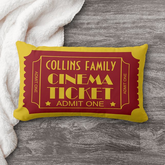 Custom Name Family Cinema Ticket Lumbar Pillow (Creator Uploaded)