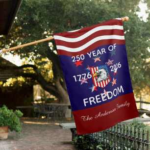Custom Name , Family & Freedom America 250 Year House Flag