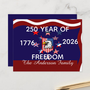 Custom Name , Family & Freedom America 250 Year Postcard