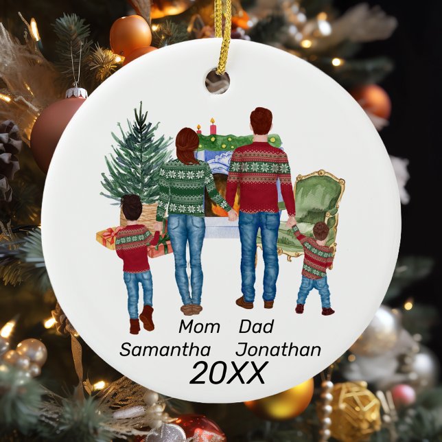 Custom Name  Family Personalized Watercolor Ceramic Ornament (Creator Uploaded)