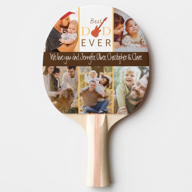 Custom Name Family Photo Best Dad Ever Fathers Day Ping Pong Paddle (Front)