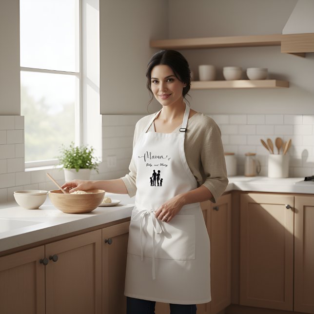 Custom Name Family Silhouette Gift for Mom  Adult Apron (Creator Uploaded)