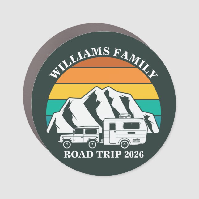 custom name family vacation mountain Road Trip Car Magnet (Front)