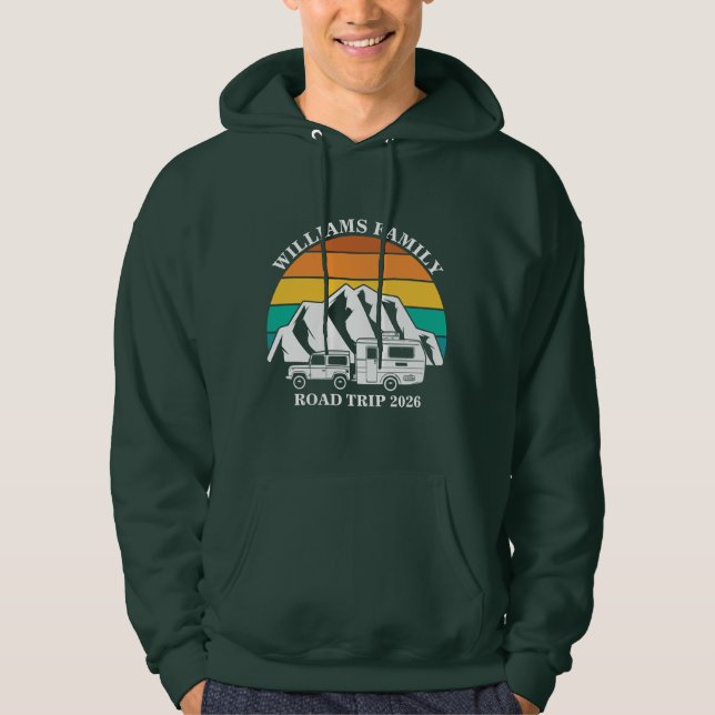 custom name family vacation mountain Road Trip Hoodie (Front)