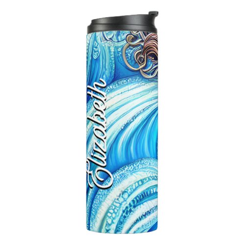 Custom Name Fantasy Ocean Sea Wave Goddess Thermal Tumbler