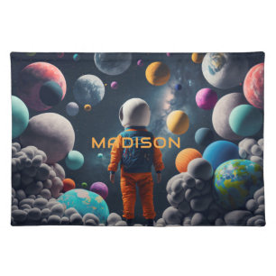 Custom Name Fantasy Space Kid Cloth Placemat