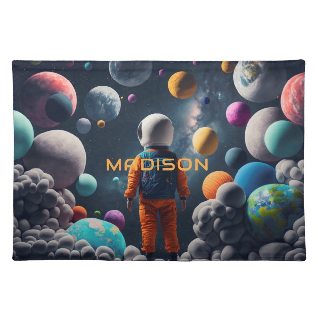 Custom Name Fantasy Space Kid Cloth Placemat (Front)