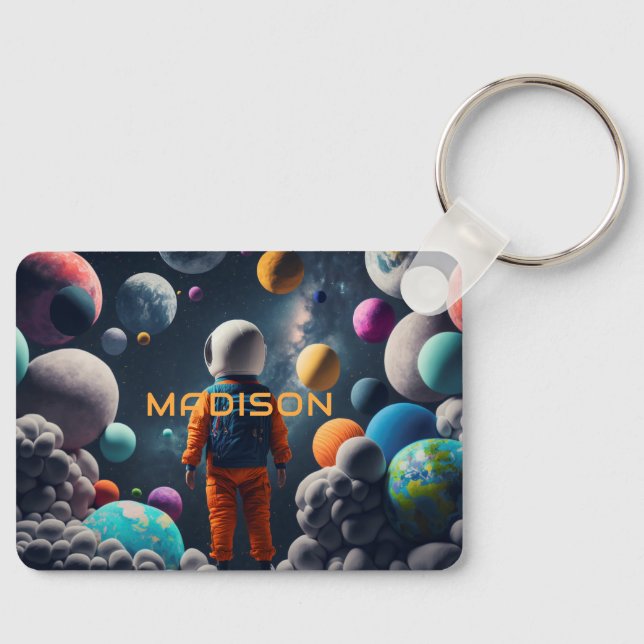 Custom Name Fantasy Space Kid Keychain (Front)