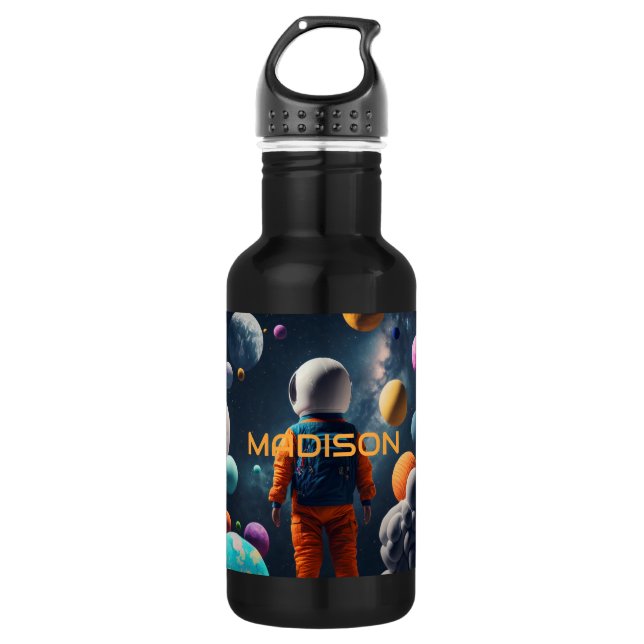 Custom Name Fantasy Space Kid Stainless Steel Water Bottle (Front)