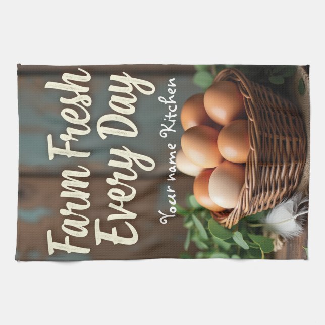 Custom Name Farmhouse Kitchen Linen Towel (Horizontal)