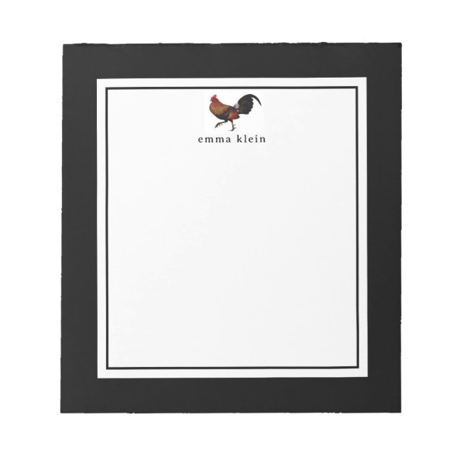 Custom Name Farmhouse Rooster Chicken Notepad (Front)
