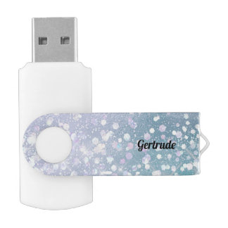 custom name faux chunky glitter photo flash drive