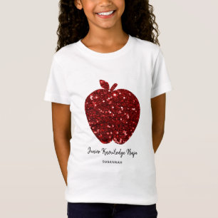 Custom Name Faux Gitter Red Apple School Kids T-Shirt