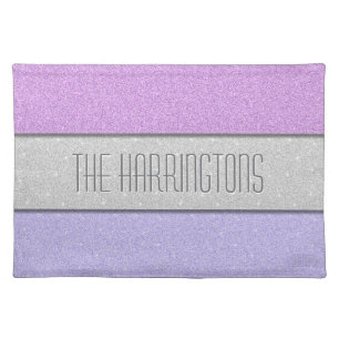 Custom Name Faux Glitter Bling Cloth Placemat