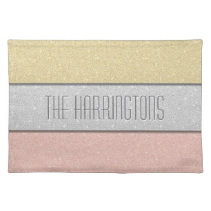 Custom Name Faux Glitter Bling Cloth Placemat