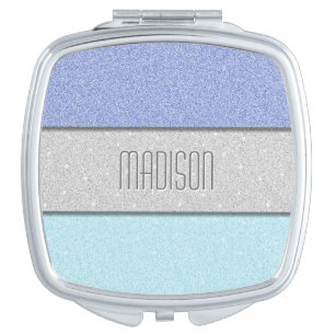 Custom Name Faux Glitter Bling Compact Mirror