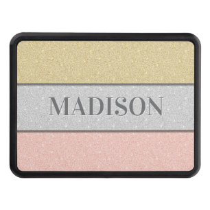 Custom Name Faux Glitter Bling Hitch Cover