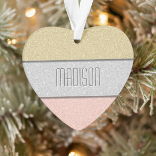 Custom Name Faux Glitter Bling Ornament