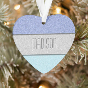 Custom Name Faux Glitter Bling Ornament