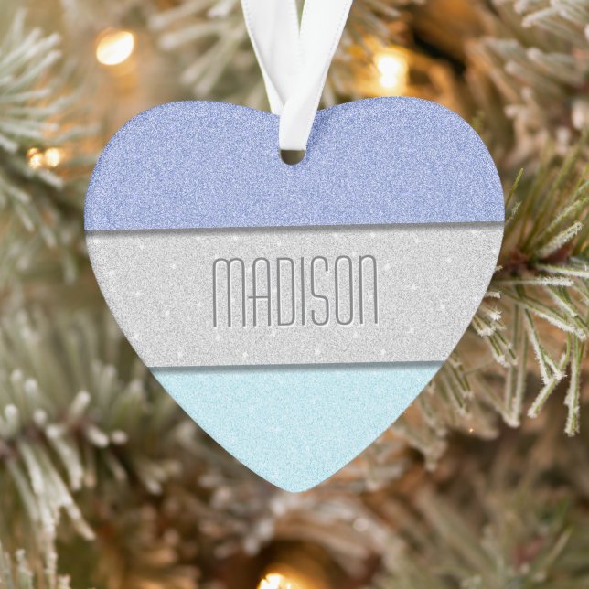 Custom Name Faux Glitter Bling Ornament (Tree)
