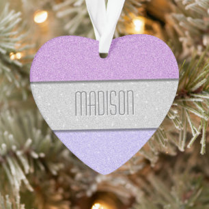 Custom Name Faux Glitter Bling Ornament