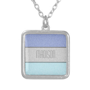 Custom Name Faux Glitter Bling Silver Plated Necklace