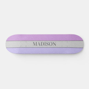 Custom Name Faux Glitter Bling Skateboard