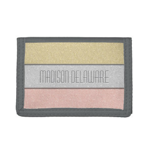 Custom Name Faux Glitter Bling Tri-fold Wallet