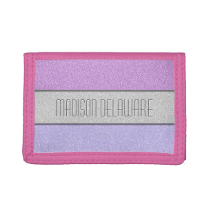 Custom Name Faux Glitter Bling Tri-fold Wallet