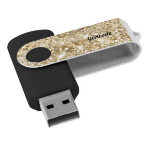 custom name faux glitter flash drive