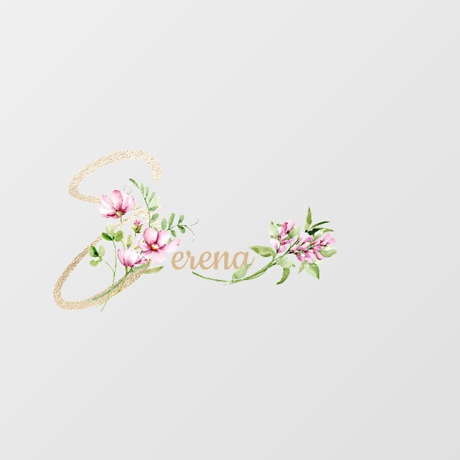 Custom Name Faux Gold Letter “S” Wild Flowers Wall Decal (Front)