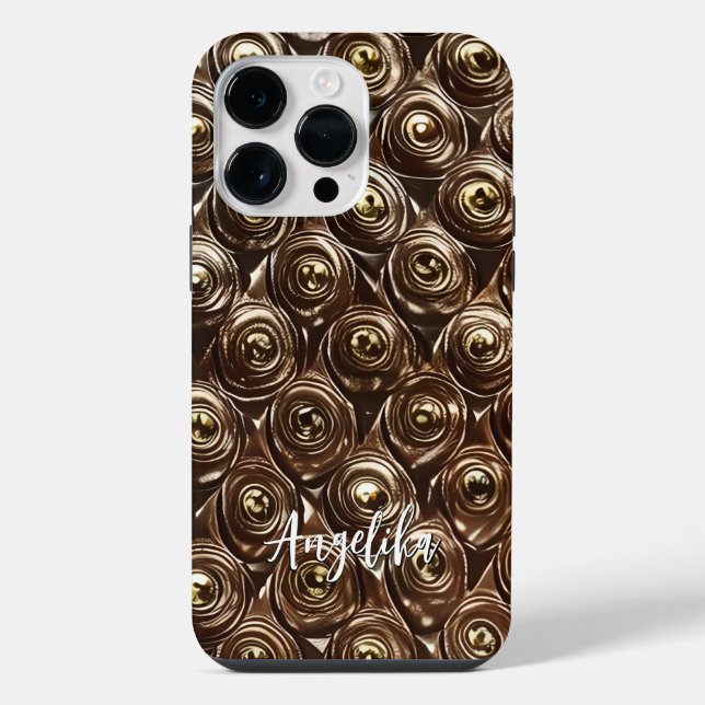 Custom Name Faux Leather Abstract Minimalist  Iphone Case (Back)