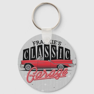 Custom NAME Faux Neon 1950's Classic Car Garage Keychain