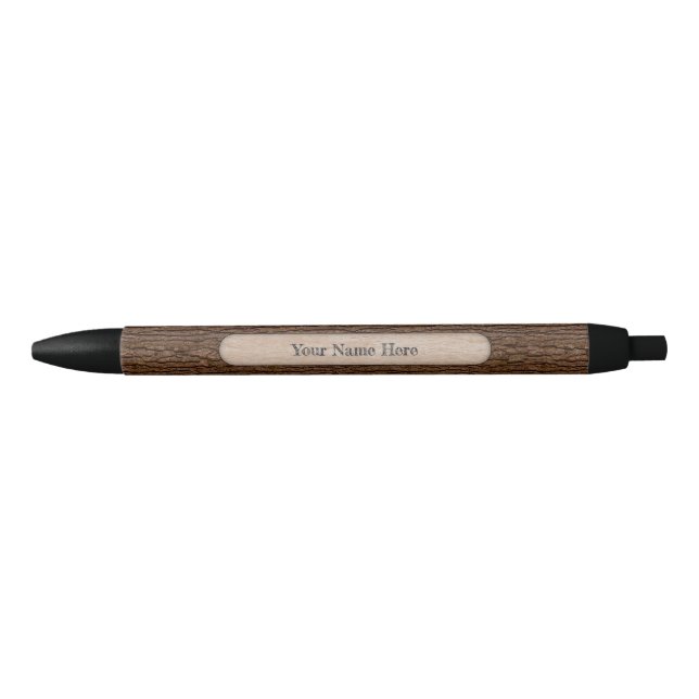 Custom Name Faux Rustic Tree Bark Texture Pen (Front)