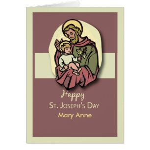 Custom Name Feast of St. Joseph Brown Cards