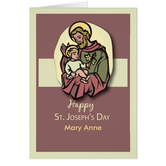 Custom Name Feast of St. Joseph Brown Cards (Front)