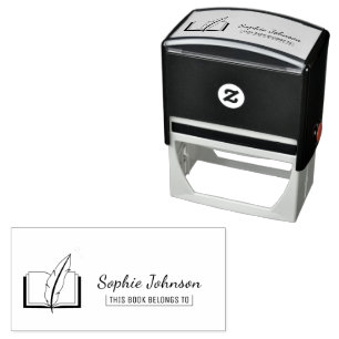 Custom Name Feather Pen Book Belongs To Teacher Self-inking Stamp