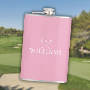 Custom Name Feminine Pink Golf Clubs Flask