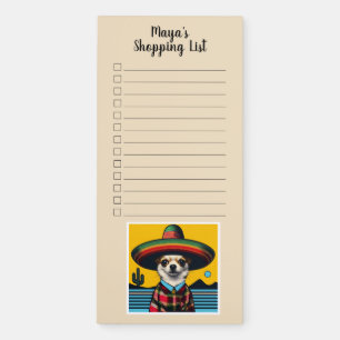 Custom Name Fiesta Pop Art Chihuahua Shopping List Magnetic Notepad