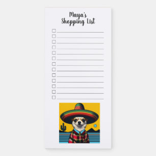 Custom Name Fiesta Pop Art Chihuahua Shopping List Magnetic Notepad