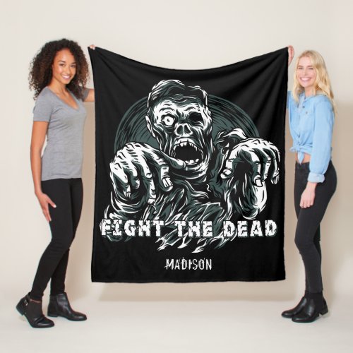 Custom name Fight the Dead Zombie fleece blanket
