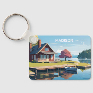 Custom Name Finland Nature Illustration Keychain
